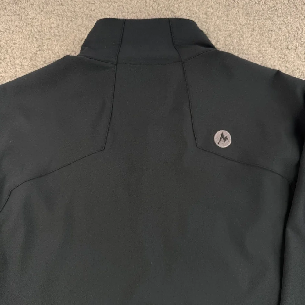 Marmot Mens Black Softshell Full Zip Jacket Large Mock Neck Outdoor *FLAW - Picture 11 of 11